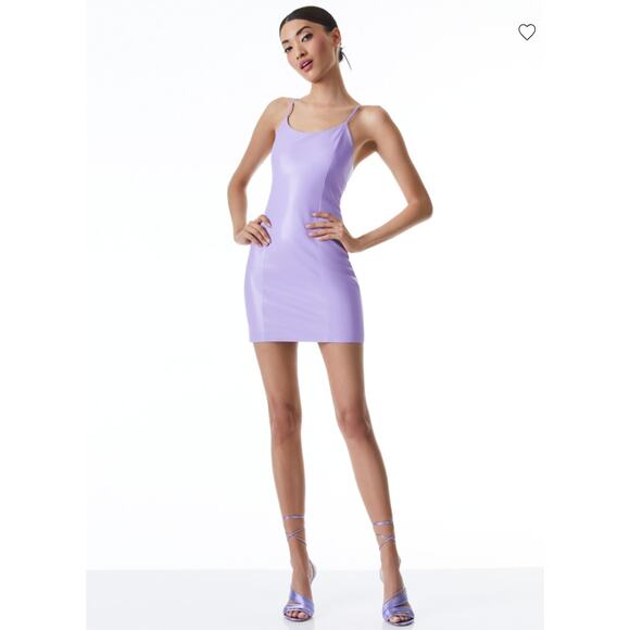 Alice Olivia Dress 6 Nelle Purple Vegan Faux Leather Mini Bodycon Party Sexy - Picture 5 of 15